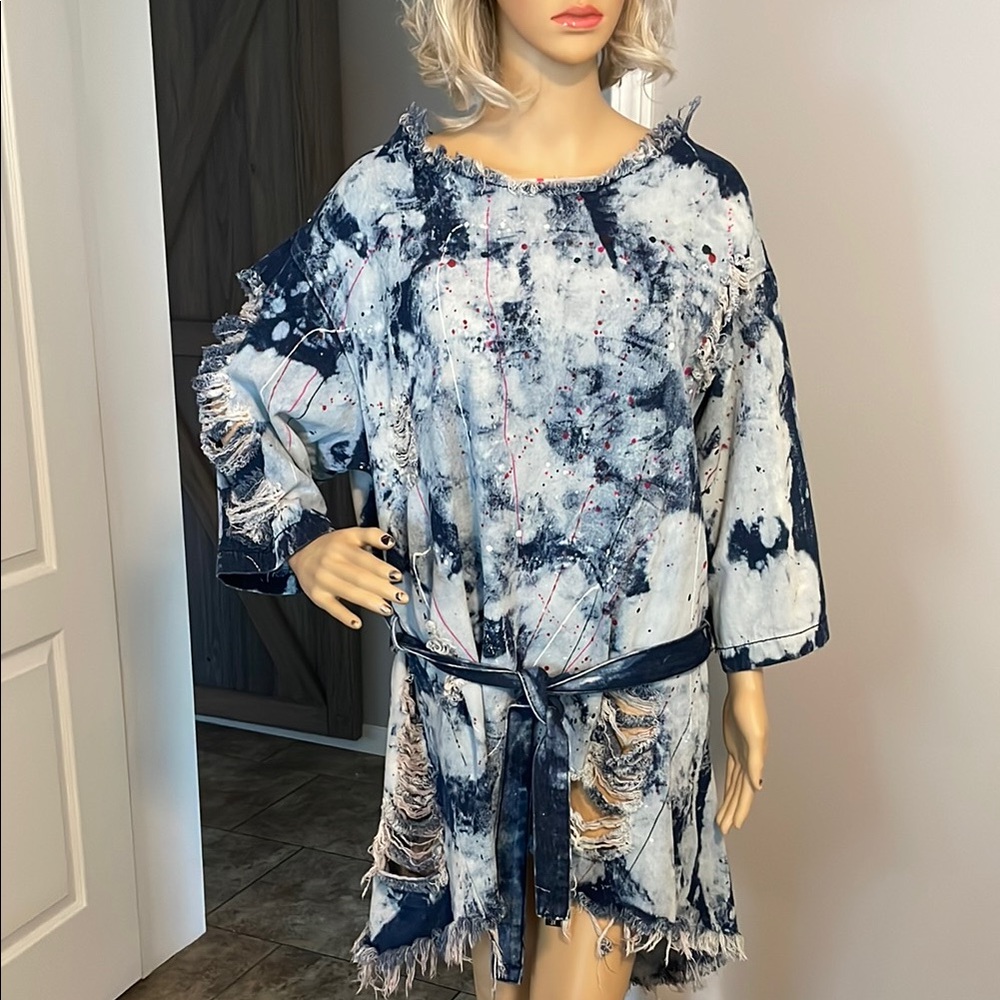 Distressed Denim Dress / Top